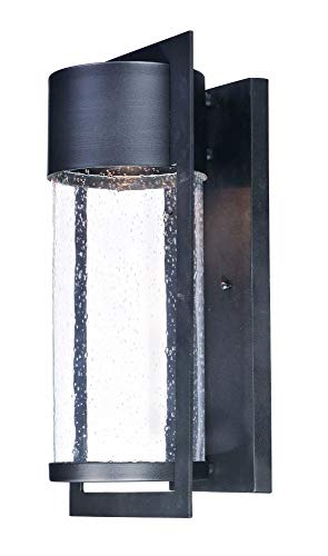 Maxim 55894BGBK Focus Modern Bubble Glass LED Outdoor Wall Sconce, 1-Light 12 Watt, 18"H x 9"W, Black