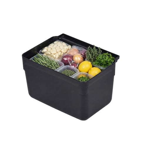 Image of Restaurantware RW Clean 13 Inch x 7 Inch Bus Tub 1 Small Bus Box - Attachable Commerical Black Plastic Restaurant Tub Fits Rolling Utility Cart Heavy Duty