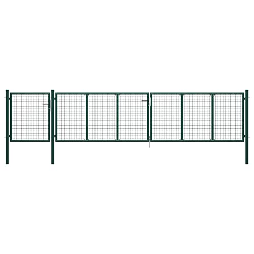 vidaXL Gartentor Gartentür Zauntür Hoftor Gartenpforte Zauntor Hoftür Gartenzaun Pforte Tor Metalltor Einfahrtstor Stahl 500x100cm Grün