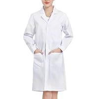 Camice Medico Donna Uomo Laboratorio, Camice Bianco da Laboratorio, Unisex Maniche Lunghe Medico Lavoro Camici Laboratorios, Bianco Abbigliamento da Lavoro Maniche con Tasche e Bottoni per Studenti