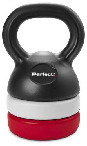 Perfect Kettlebell Ajustable avec 7 Options de Poids (1,4 à 5,4 kg), Poignée Ergonomique, Base Plate pour Stabilité et Rangement, Idéal pour Entraînement à la Maison