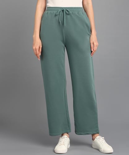 Image of Alan Jones Clothing Women's Relaxed Fit Mid Rise Solid Wide Legs Track Pant