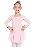 Balancora Tanzkleid Mädchen Baumwolle Ballettkleid Glitzer Ballettkleidung für Kinder Hell-Pink,140