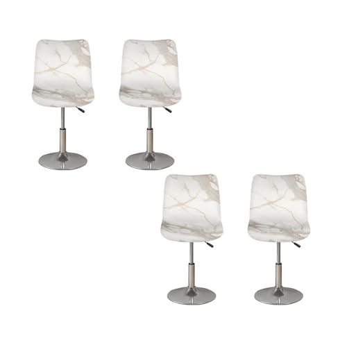 Image of Stretch Bar Stool Covers Set of 4,Stretch Removable Washable Bar Stool Chair Covers,Counter Height Chairs Cover for Kitchen Dining Room Cafe Furniture,White Marble Print