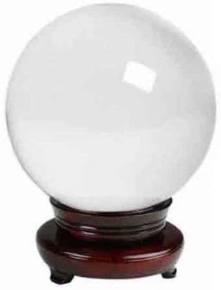 Feng Shui Crystal Lance Ball with Revolving Wooden Stand (Gazing Ball 100 MM)
