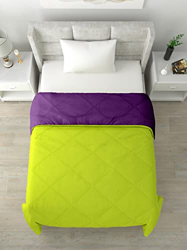 Image of Clasiko Reversible Single Bed Comforter; 60x90 Inches; 200GSM; Material - Cotton; Reversible; Color - Purple & Green; Pack of 1;