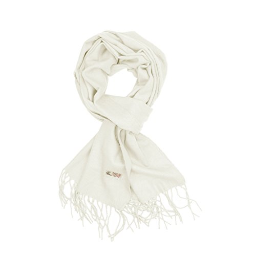 TZ Promise Plain Solid Color Cashmere Feel Classic Soft Luxurious Winter Scarf For Men Women (White)
