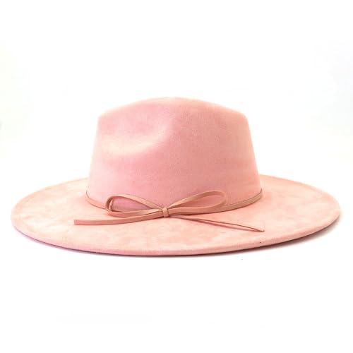 Image of Fedora Hats for Women Man with Big Wide Brim Classic Suede Panama Hat Western Outdoor hat