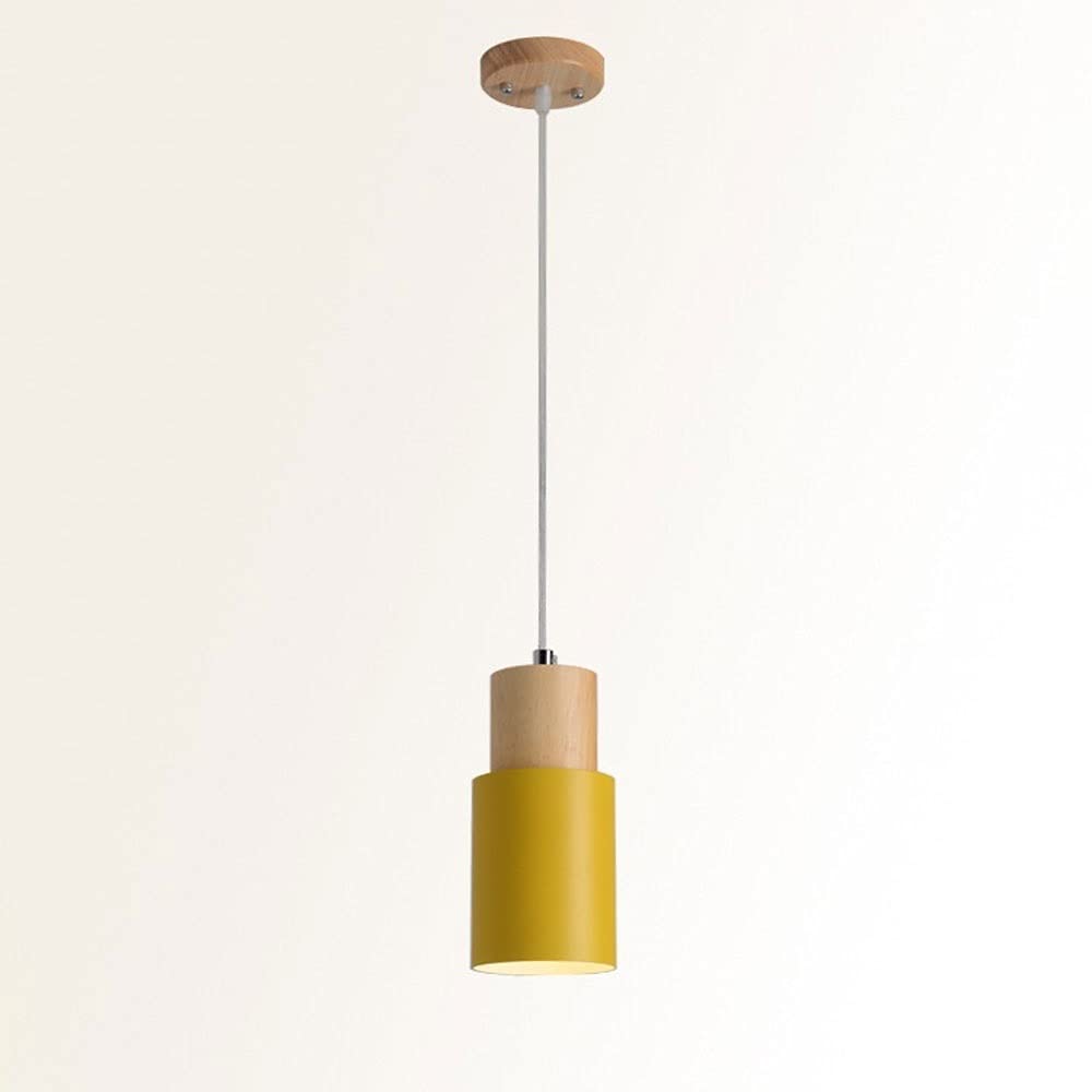 LYMSXAZOU Mini Pendant Light Wood Hanging Lamp Modern Ceiling Lighting Fixture Single Head Suspension Lamps E27 Suspended Lights for Kitchen Island Dining Room Bedroom Loft Star of