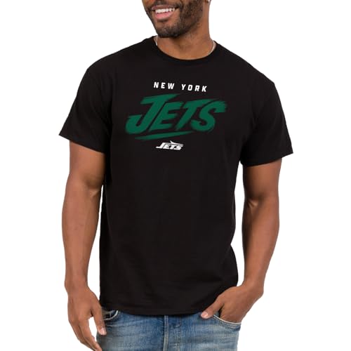 Junk Food NFL - Unisex Adult Short Sleeve Fan Tee - New York Jets Wild Brush - Officially Licensed - Black - 3XL