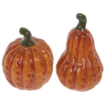 HL Home Orange Pumpkin and Gourd Salt and Pepper Shakers Autumn Fall Table Decoration