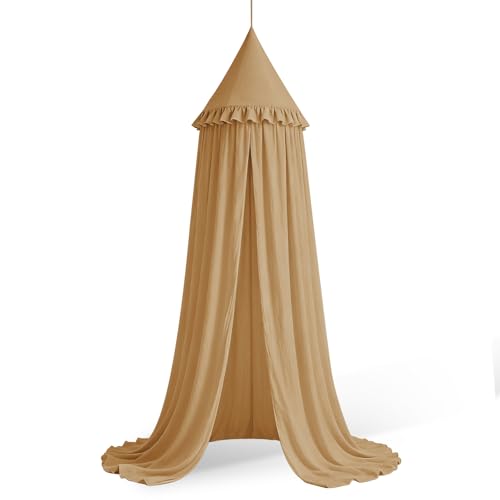 HOTUT Dosel para Cama de Bebé, Cuna con Cortina Colgante, Toldo para Cama de Redondo, Dosel para Cama de Niños con Volantes para Juego Lectura Dormitorio Vestidor, Decoración