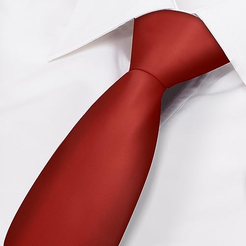 Image of Men's Classic Satin 3.15 inch Soild Color Necktie Wedding Business Tie & Gift Box