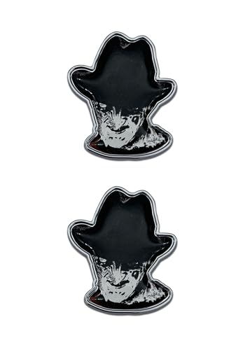 Image of Elektroplate Officially Licensed Mini Nightmare on Elm Street Freddy Krueger OEM Chrome Emblems for Motorcycles, Watercrafts, and Decorations | Universal Fit at 1.6 inch x 1.4 inch | Weatherproof | 2-Pack