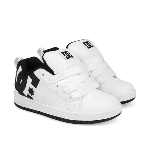 DC Sneaker Skate Shoe, White/Black, 5.5 US Unisex Big Kid