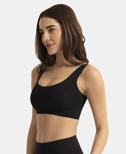 Image of Jockey 1840 Women Wirefree Padded Microfiber Elastane Full Coverage Bonded Tech Lounge Bra