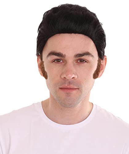 HPO Men's Self Adhesive Novelty Lamb Chop Sideburns - 100% Human Hair Brown Fake Mutton Chops Facial Hair | Realistic Reusable Costume Accessory for Adults, Perfect for Theater