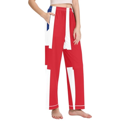 Pantalon de pyjama pour femme extensible et confortable à motif drapeau du Royaume-Uni GuoChe