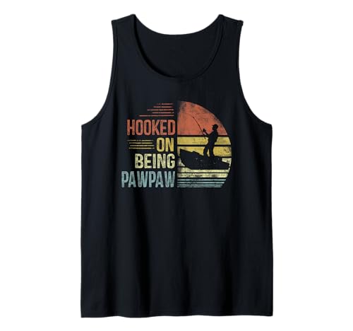 Mens Hooked On Being Pawpaw Fishing Gifts Pawpaw Father's Day Tank Top