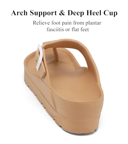 Image of Haifago Women's Platform Sandals with Arch Support, Summer Beach Slides Adjustable Buckle Comfortable Lightweight EVA Slip on Slide
