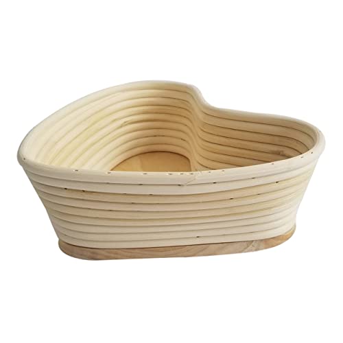 VINTORKY Heart Shape Vine Proofing Basket with Cover for Natural Bread Baking Khaki for Artisan Dough Sourdough Non Stick Natural Baking Accessory