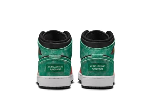 Jordan Big Kid's 1 Mid SE MJ's Playground Blk/Green-Dune Red (FQ1292 003) - 54