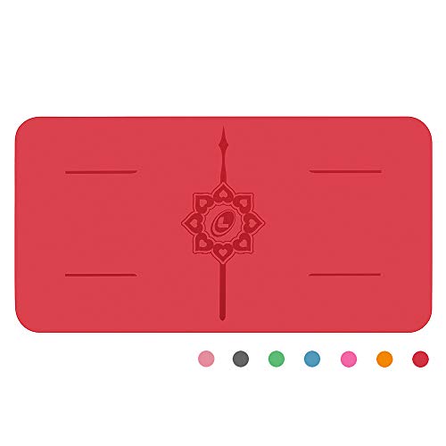 Liforme Yoga Love Pad - Coussin de Yoga pour Genoux, Coudes et Mains - Tapis de Yoga Ecologique et Antidérapant avec Un Système Unique et Original de Repères pour Lalignement - Red