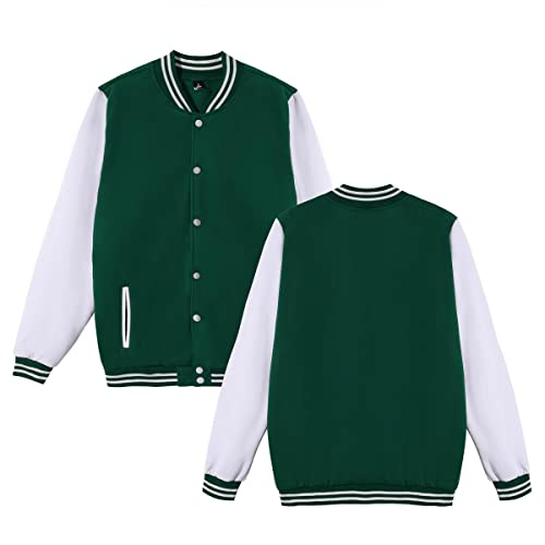 Image of Mowbeat Women Baseball Jacket Varsity Uniform Unisex Adult Long Sleeve Casual Loose Cardigan Men's Track Jacket