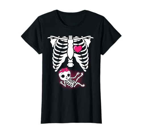 Halloween esqueleto embarazo bebé niña rayos X divertido embarazada Camiseta