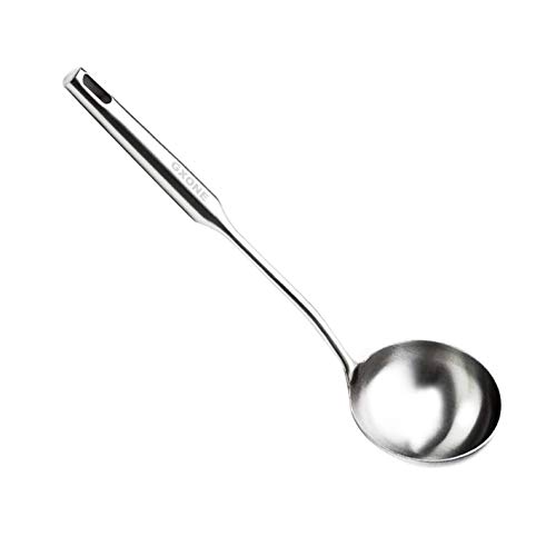 Soup Spoon Ladle,304 Stainless Steel Cooking Spoon Kitchen Tool For Wok With Hollow Handle, Silver/13.9Inch