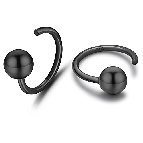 Image of CHIC & ARTSY 925 Sterling Silver Half Hoop Earrings for Women, Small Huggie Hoops Set with Ball Bar Star Moon Cross & Pearl, Lightweight Comfort Fit Everyday & Sleep Earrings