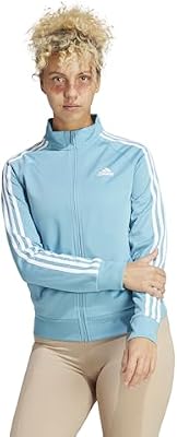 adidas womens Essentials Warm-up 3-stripes Essentials Warm Up Slim 3 Stripes Track Top, Preloved Blu...