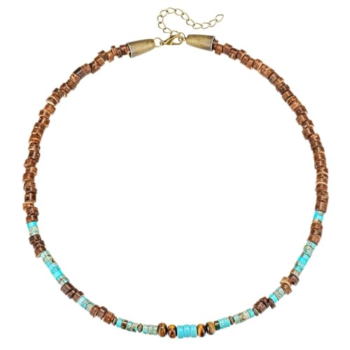 Collier de chaînes Bohemian Men en perles et pierre bleue pour vos sorties et festivals