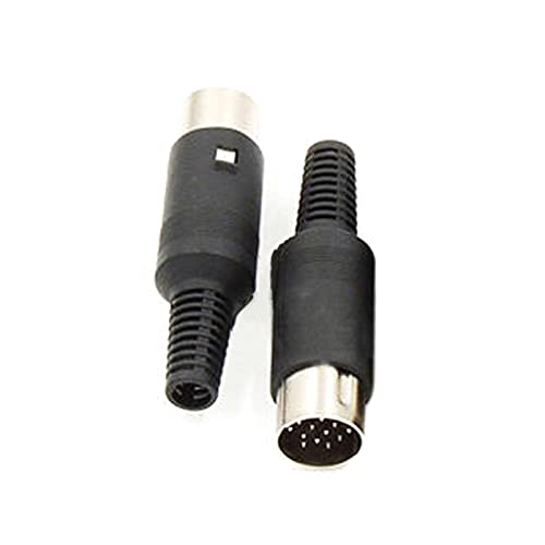 FASTROHY 2Pcs DIN Plug 13 Pin Male Inline Audio Adapter Cable Connector, Black