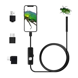 Borescope industriële endoscoop, 720P HD 5,5 mm ultradunne inspectiecamera, micro-USB/Type-c/USB 3-in-1 Borescope met 6…