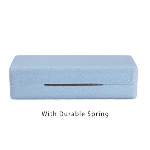Image of TRIUMPH VISION Sunglasses Case Hard Shell Glasses Case Eyewear Eyeglasses | Sunglass Eyeglass Hard Case for Women and Men Metal PU Leather Lined Storage with Microfiber Cleaning Cloth Protection