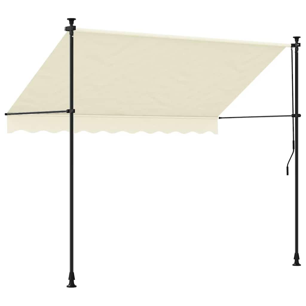 Wysuwana markiza kremowa, 300 x 150 cm, wykonana z wytrzymałej stali i odpornego na promieniowanie UV materiału poliestrowego, elastyczna ochrona przed słońcem na balkon, taras i do ogrodu