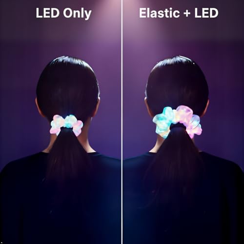 10Pcs Light Up Scrunchies Valentine's Day Party Favor, Gifts for Girls LED Scrunchy Hair Ties for Women & Girls Hair 80s, Glow in the Dark Party Supplies Festival Rave Accessories for Neon Glow Party