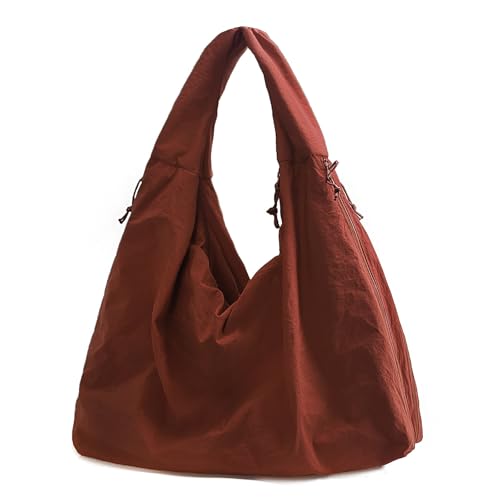 KAMEILONG Large Nylon Hobo Bag Women Crescent Shoulder Bag Vintage Tote Bag Casual Shopper Handbag for Women (Red 2)