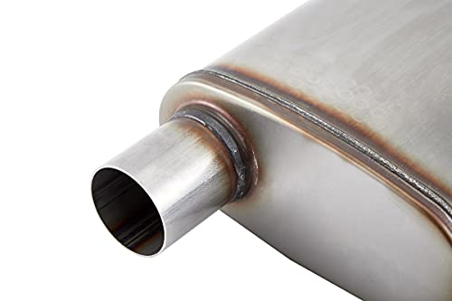 Floshine Universal Stainless Muffler,2.25 Inch Inlet/2.25 Inch Outlet,Straight-Through Performance Muffler Exhaust Fh1235 #TOP3