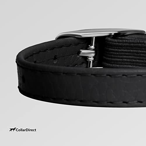 CollarDirect Leder Katzenhalsband mit Sicherheitsverschluss 21,5 cm Schwarz, Elastischer Gurt und Glocke für Kleine Katzen