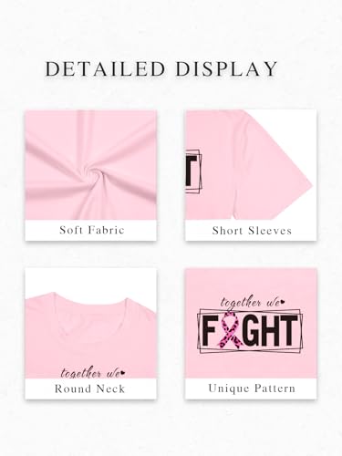 Breast Cancer Shirts for Women Oversized Cancer Awareness Shirt Pink Ribbon Graphic Tee Cancer Survivor Support Tops - image 6