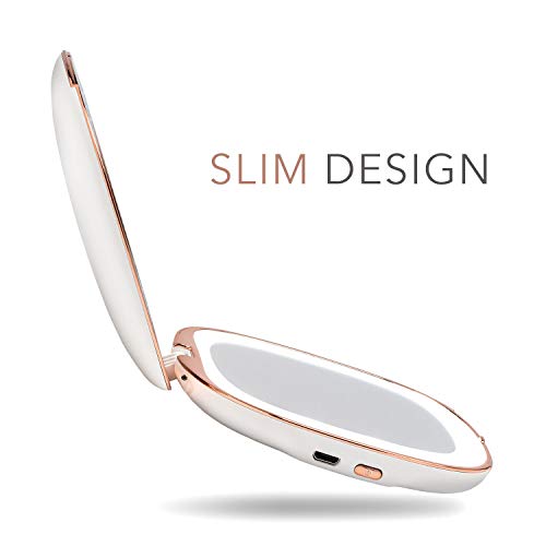 Fancii Compact Makeup Mirror with Natural LED Lights, 1x/ 10x