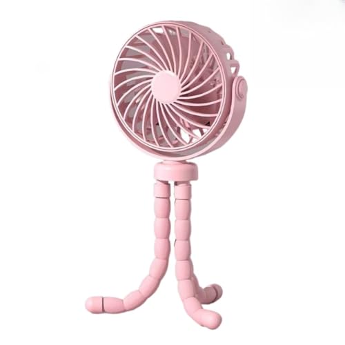 Ventilador Portátil USB – 3 Velocidades, Garra 360° Ajustável, Leve e Silencioso para Casa, Escritório e Viagens(Rosa)