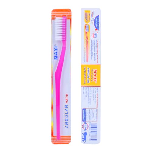 Image of MAXI Angular Hard Toothbrush | Helps Improve Gum Health | Deep Plaque & Stain Removal | Manual Hard Bristles Tooth Brush | Multicolor Pack of 12