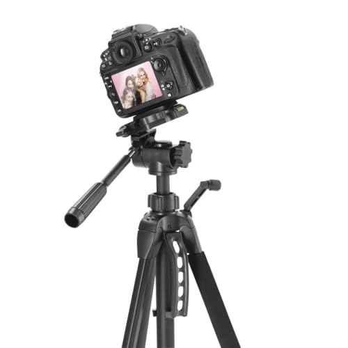Hama Stativ Kamera Action 153 3D (Leichtes Fotostativ inkl. Handy-Halterung, Tripod mit 60-153cm H&ouml;he, Dreibeinstativ mit 3-Wege-Kopf, Spiegelreflexkamera Stativ passend f&uuml;r Videokamera) schwarz