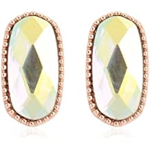 Faceted Jewel Geometric Drop Earrings - Sparkly Acrylic Crystal Statement Dangles Opalescent Oval, Hexagon, Leopard Clover, Leaf Teardrop