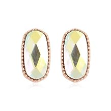 Faceted Jewel Geometric Drop Earrings - Sparkly Acrylic Crystal Statement Dangles Opalescent Oval, Hexagon, Leopard Clover, Leaf Teardrop