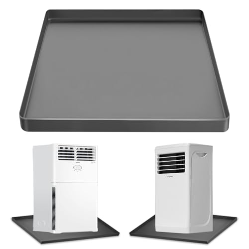 Portable Air Conditioner Drip Pan with Raised Edge, 23.6' x 23.6' Silicone AC Drain Pan for 5,000 to 14,000 BTU AC Unit, AC Drip Tray for Catching & Preventing Condensate Leakage to Protect Your Floor