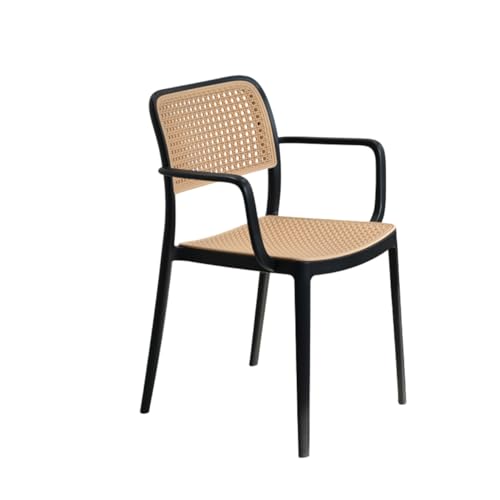 Image of Creative Contemporary Black Armchair for Cafes and Dining - Premium Comfort with Classic Cane-Style Backrest & Seat (Pack of 1)